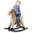thumbnail image 5 of Happy Trails Rocking Horse Plush Animal on Wooden Rockers with Sounds, Stirrups, Saddle & Reins, Ride on Toy, Brown, 5 of 5
