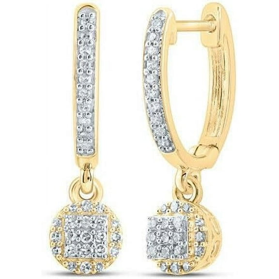 DAKSH JEWELRY 2.30 Ct Round Cut Simulated Diamond 14K Yellow Gold Plated Dangle Hoop Earring