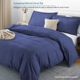 thumbnail image 2 of 3- Piece Premium Duvet Set -Oversized Super King (120" x 98") Size - 600 Thread Count, Ultra Soft Egyptian Cotton Comforter Cover with Zipper Closure & Corner Ties, Mediterran-Blue Solid, 2 of 7