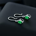 thumbnail image 3 of Gem Stone King 925 Sterling Silver Green Nano Emerald French Wire Dangling Earrings for Women (1.20 Ct Oval 7X5MM), 3 of 4