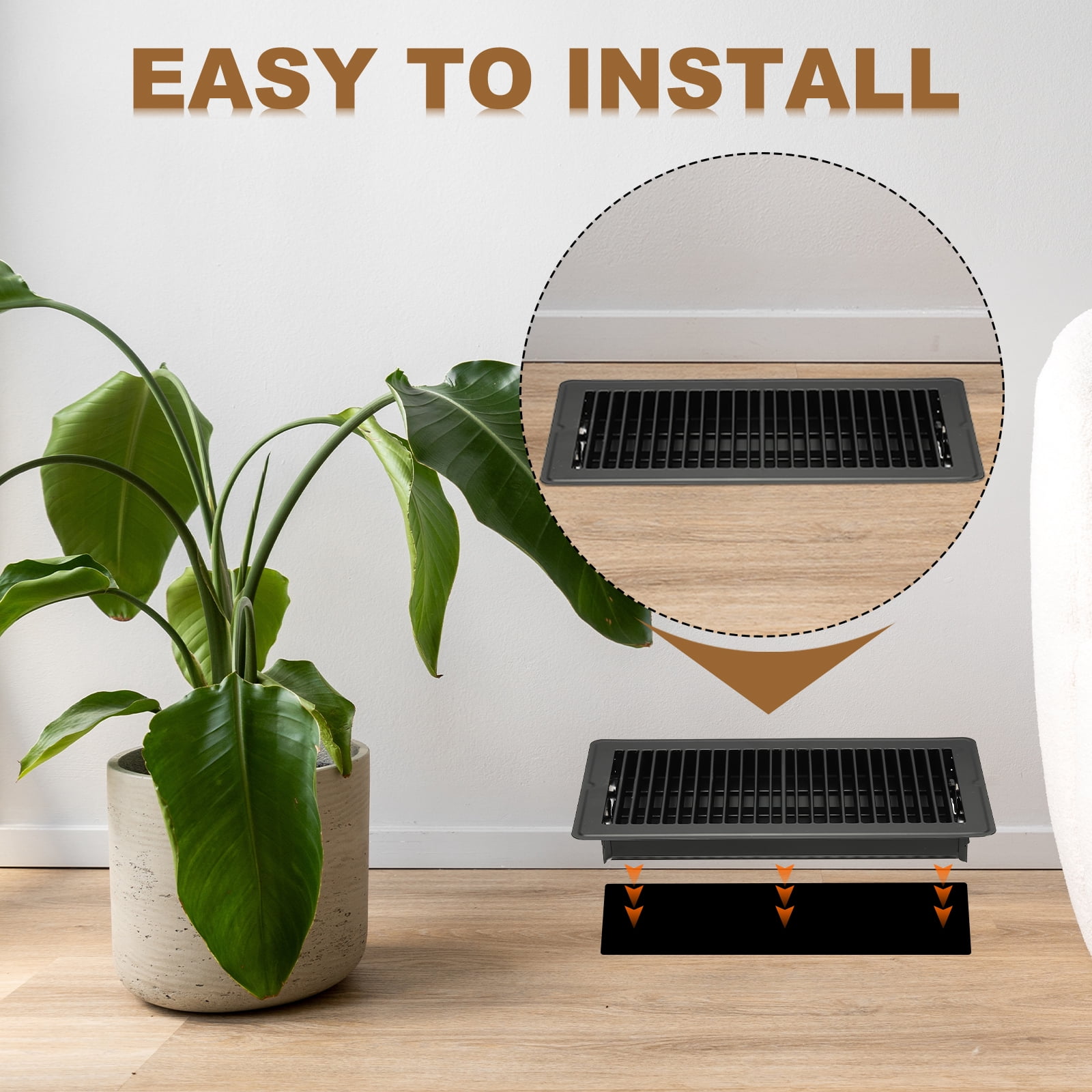 Uxcell 14 x 4 Inch Floor Register, 3pcs Heavy Duty Air Vent Cover Adjustable Floor Grates, Black