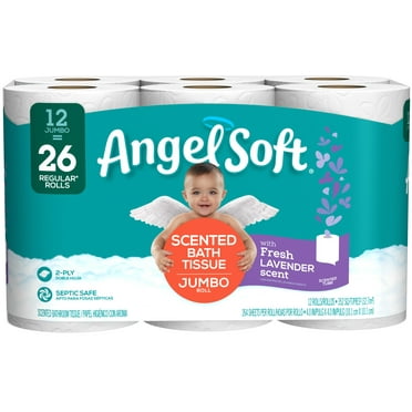 Angel Soft Toilet Paper with Fresh Lavender Scent, 12 Jumbo Rolls