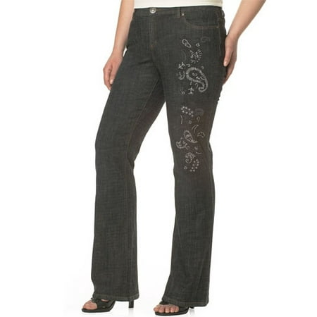 Women's Plus Embroidered Leg Jean