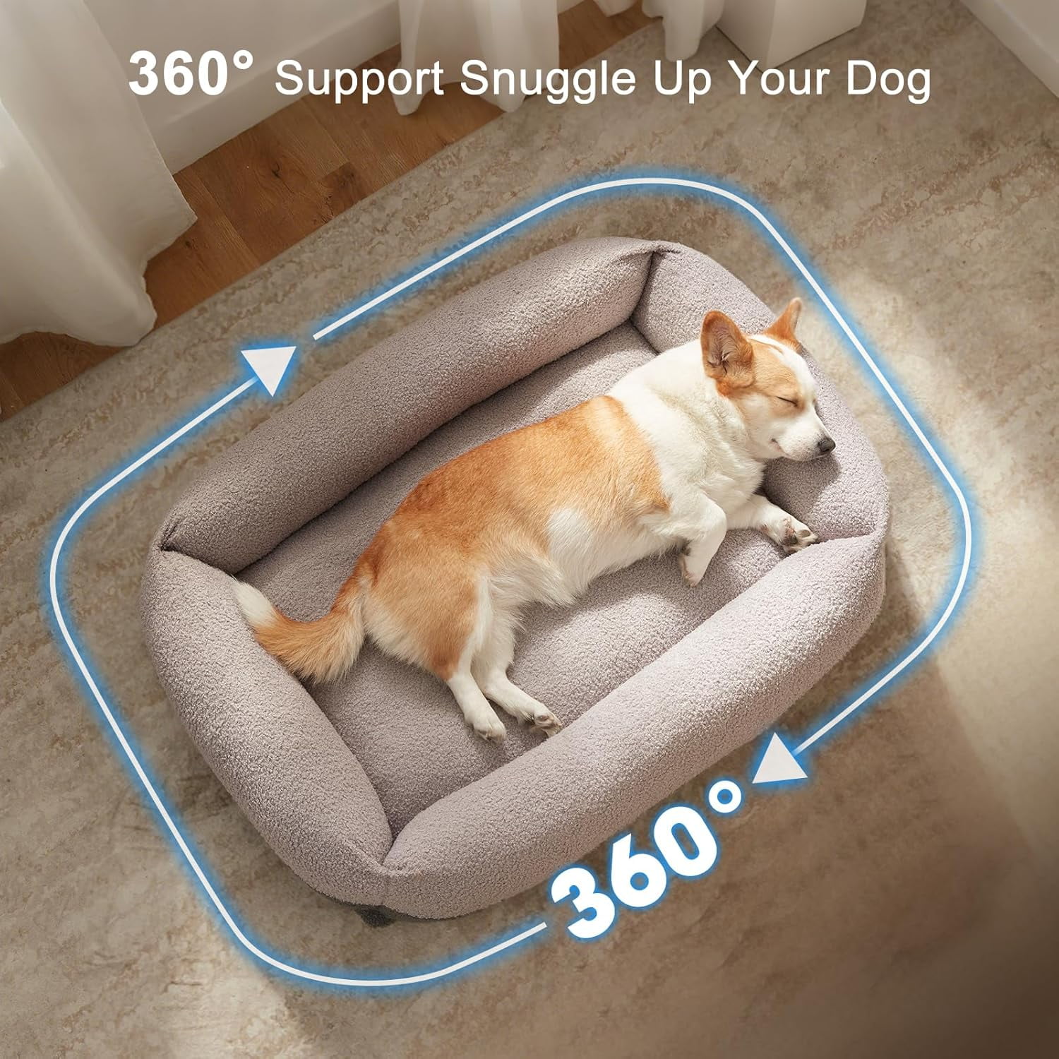 Large Orthopedic Pet Bed, Washable Kennel Mat with Removable Cover, Non-Slip Base Cushion for Medium and Large Dogs