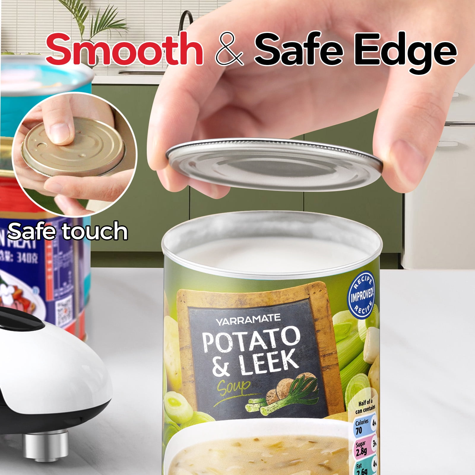 YARRAMATE Electric Can Opener, One-Touch Rechargeable Automatic Can Opener Fits All Cans Sizes-Smooth Edge for Kitchen with Storage Bag Portable for Travel