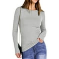 thumbnail image 3 of Fantaslook Fitted Long Sleeve Shirts for Women Stretch Casual Basic Tops Crewneck Ribbed Tees Shirts, 3 of 8