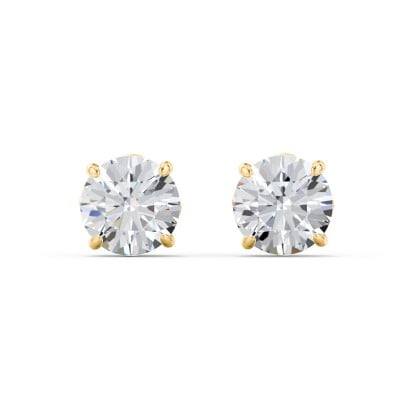 Boucles d'Oreilles Clous Solitaire de 1 Carat en Or Jaune 10 K