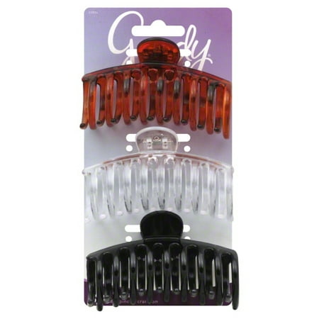 3 Piece Body Clip - Goody Classics Claw Hair Clip, Medspiral, 3 Count,(Colors may vary)