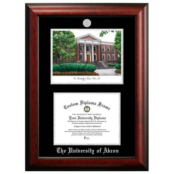 Campus Images OH983LSED-1185 11 x 8.5 in. University of Akron Silver Embossed Diploma Frame with Lithograph
