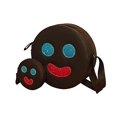 thumbnail image 4 of SET de 2 Piezas: BOLSA y MONEDERO en forma de PALETA PAYASO, Redondo, Color Negro con Diseño de Carita Feliz, Bandolera, Detalles Brillantes en Turquesa y Rojo, Moda Kawaii., 4 of 5