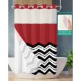 thumbnail image 2 of No Hook Shower Curtain with Snap-in Liner, Black White Chevron Waterproof Fabric Bathroom Curtains, Geometric Red Sea Wavy Striped Bath Curtains & Mesh Top Window Stand Up Stall 36"x72", 2 of 6