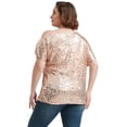 thumbnail image 2 of Women's Plus Size Sequin One Shoulder Short Sleeve Party Top, 2 of 5