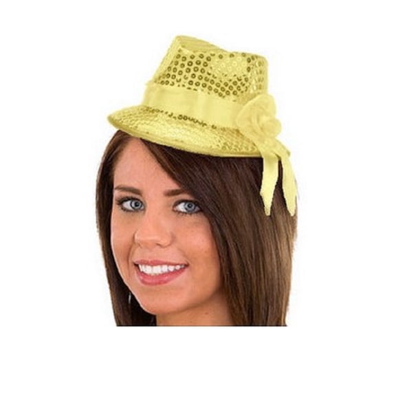 Mini Sequin Fedora -1920's - 1980's - Gold - Costume Accessory - Teen Adult