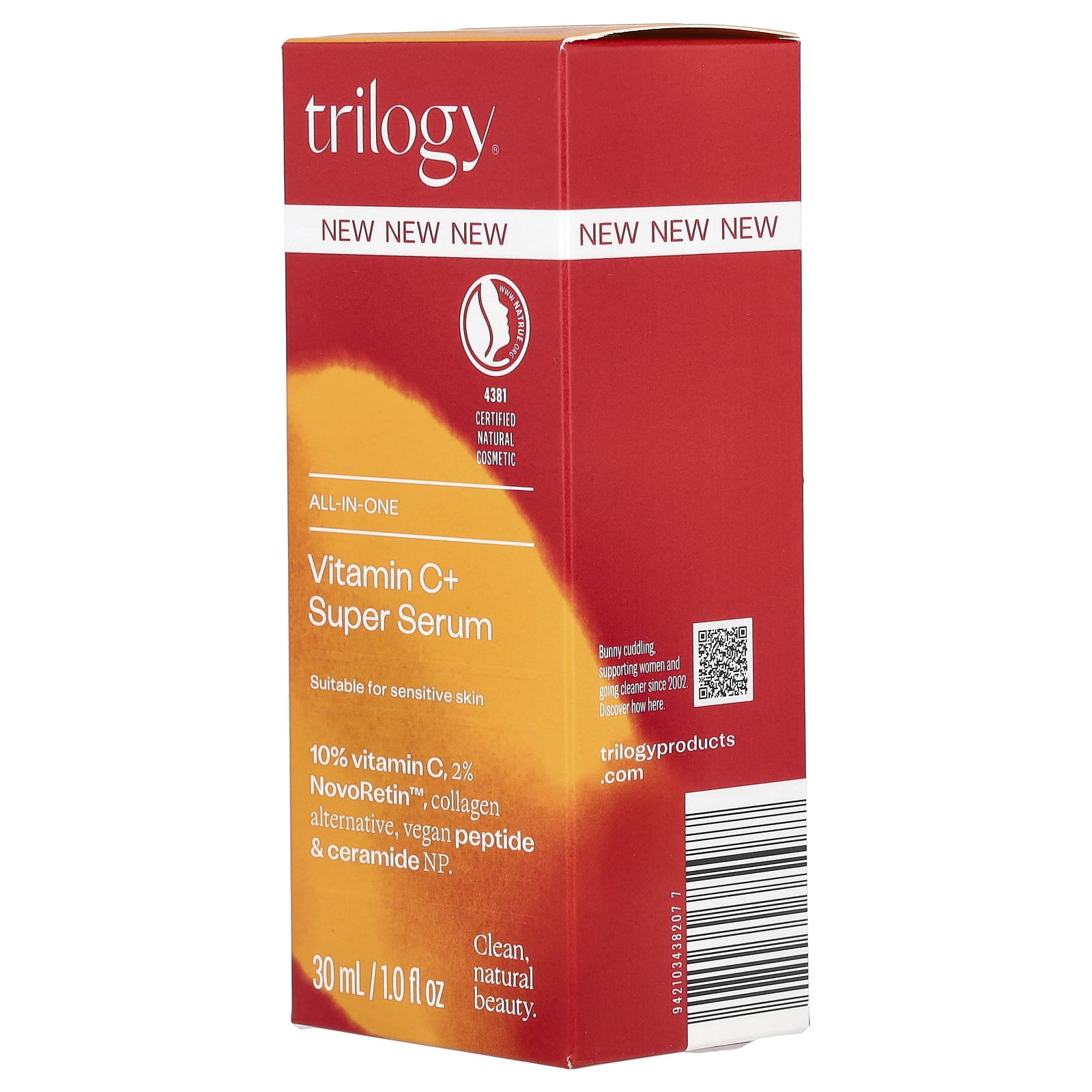 Trilogy Natural Products: Vitamin C+ Super Serum - 1oz / 30ml - Brighten-Tighten-Smooth, 8 Actives Powerhouse Anti-Aging Formula, NATRUE Certified