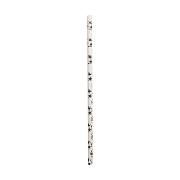 Yika Drinking Straw Clearance 50pcs Soccer Balls Biodeg-radable Paper Straws 7.9in
