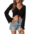 thumbnail image 3 of Suéter de Punto Estilo Bohemio con Hombros Descubiertos y Mangas Acampanadas para Mujer, Color Negro, Talla M, 3 of 8