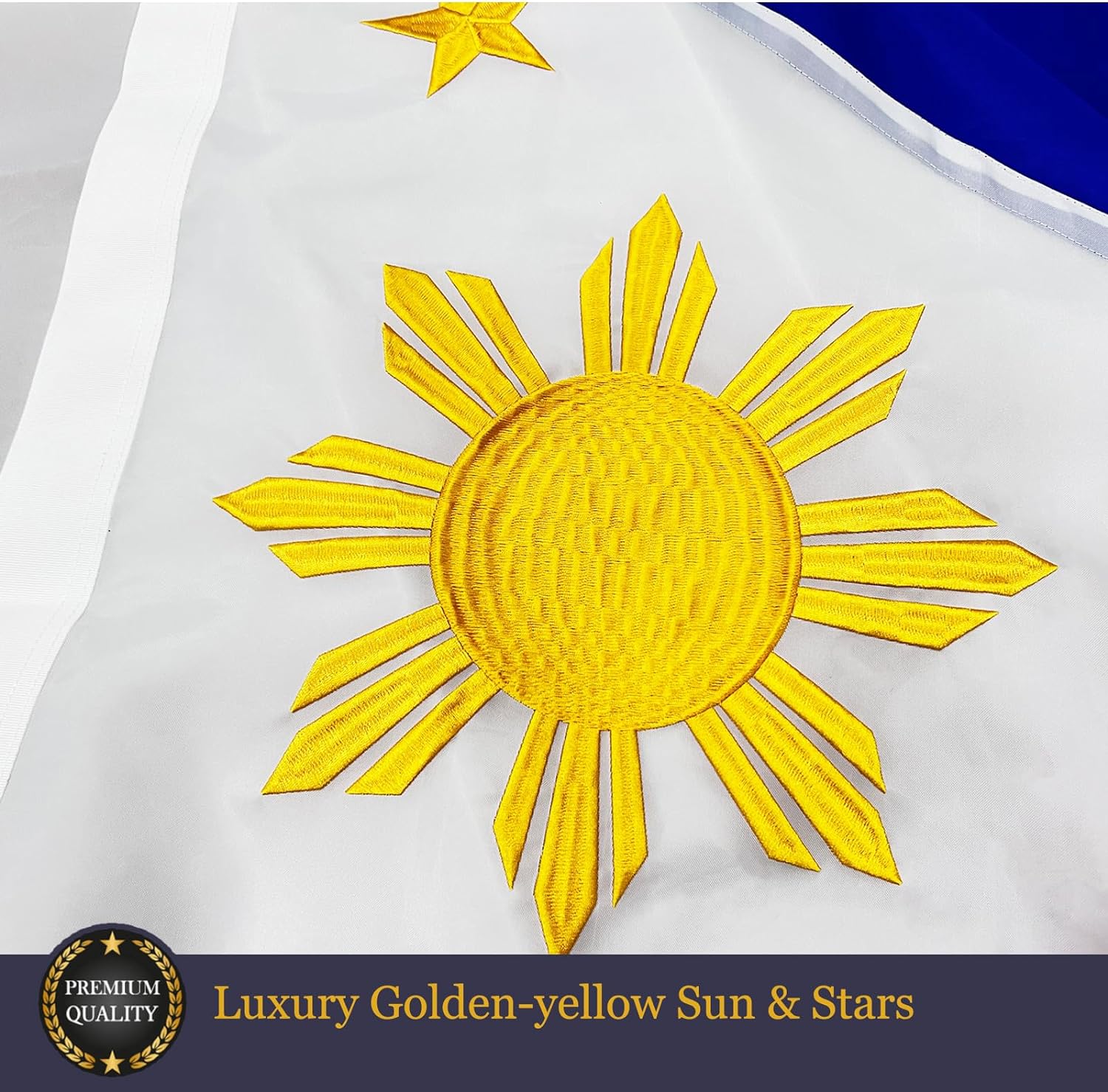 TOPFLAGS Philippinen-Flagge 90 X 150 Cm – Bestickte Sterne, Genähte Streifen, Mit 2 Messingösen, Wetterfest