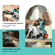 NEWONE 20V Cordless Circular Saw 5000RPM Rotating Speed 5 inch Blade Adjustable Cutting Depth 45°/90° with 2.0Ah Battery and Charger Brushless Circular Saw