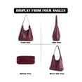 thumbnail image 2 of Deago Slouchy Hobo Bags for Women Soft PU Leather Shoulder Bag Handbag Tote Purses with Pouch (Red-1), 2 of 9