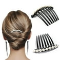 thumbnail image 3 of 2 Pcs Pearl Hair Comb Black Hair Side Combs Clip Twist Comb Rhinestone Decorative Hair Combs for Women Accessories, 3 of 4