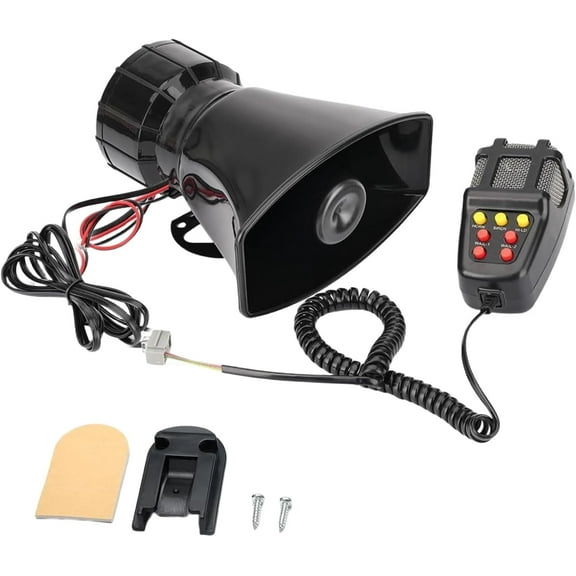 Alarm horn, microphone system, 100w 12v 7-speaker car alarm, police car alarm speaker system, emergency vehicle alarm speaker system, 12v suitable for truck, truck, ship horn