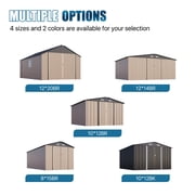 LazySunsets 10 x 12FT Shed Outdoor Storage Shed with Double Hinged Large Door, Large Metal Shed with Lockable Door & Sloped Roof for Garden, Backyard, Patio and Backyard, Brown