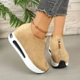 thumbnail image 4 of Womens Platform Loafers Sneakers High Heels Casual Shoes (Khaki 40), 4 of 8