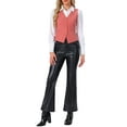 thumbnail image 2 of INSPIRE CHIC Chaleco de mujer Steampunk de terciopelo sin mangas con botones y cuello en V, chalecos de traje XL naranja rosa, 2 of 6