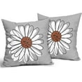 thumbnail image 2 of Burnt Orange White Daisy Pillow Covers 20x20 Set of 2 Spring Summer Gray Grey Colored Decorative Throw Pillows Outdoor Modern Art Flower Pillowcase Square Linen Cushion Case for Home Sofa Couch Bed, 2 of 6