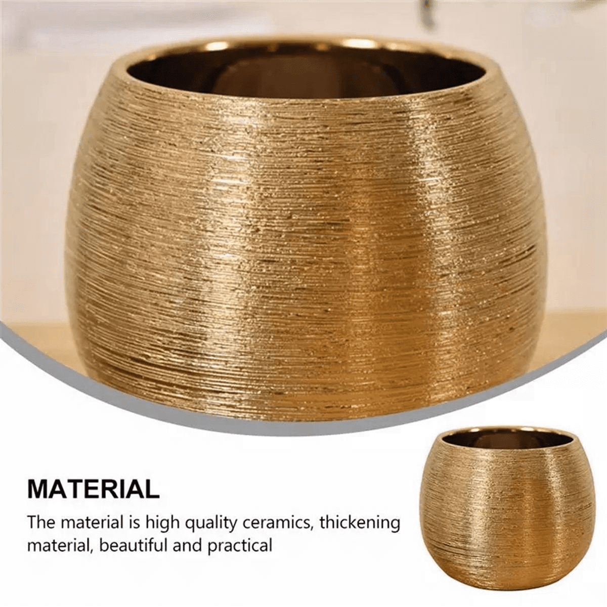 2X Ceramic Plant Pot Planter Gold-Plated Flower Pot Flowerpot Flower Vase Plant Pot