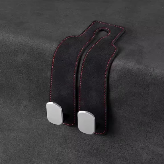Car Seat Back Double Hooks, Car Seat Back Storage Hook for Headrest, Double Headrest Hooks, Leather Car Seat Headrest Double Hooks and Mobile Phone Holder Universal for Purses and Bags