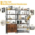 thumbnail image 4 of Casendy 6-Tire Corner Bookshelf with 2 Barn Doors, 71.3" Tall Convertible Etagere Bookcase with Side Hooks, Study Metal Frame Display Storage Shelf for Living Room, Rustic Brown, 4 of 9