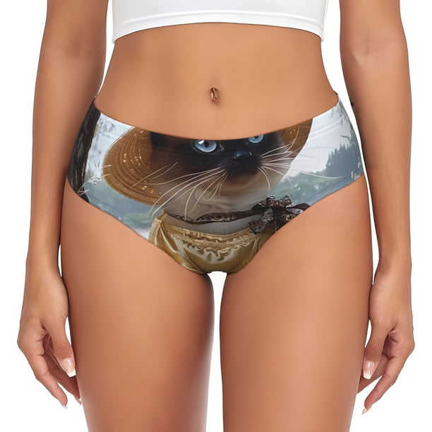 Fotbe Cat In Sun Hat Calzones Estampados para Mujer – Ropa Interior de Algodón, Cómoda, Suave y Elástica-X-Small