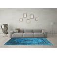 thumbnail image 3 of Ahgly Company Indoor Round Oriental Light Blue Industrial Area Rugs, 4' Round, 3 of 4