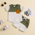 thumbnail image 2 of Fsqjgq Baby Boys Summer Clothes Toddler Boy Outfits Sets Color Block Pockets Short Sleeve Tshirt Drawstring Shorts Kids Cotton Clothing Sets, 2 of 9