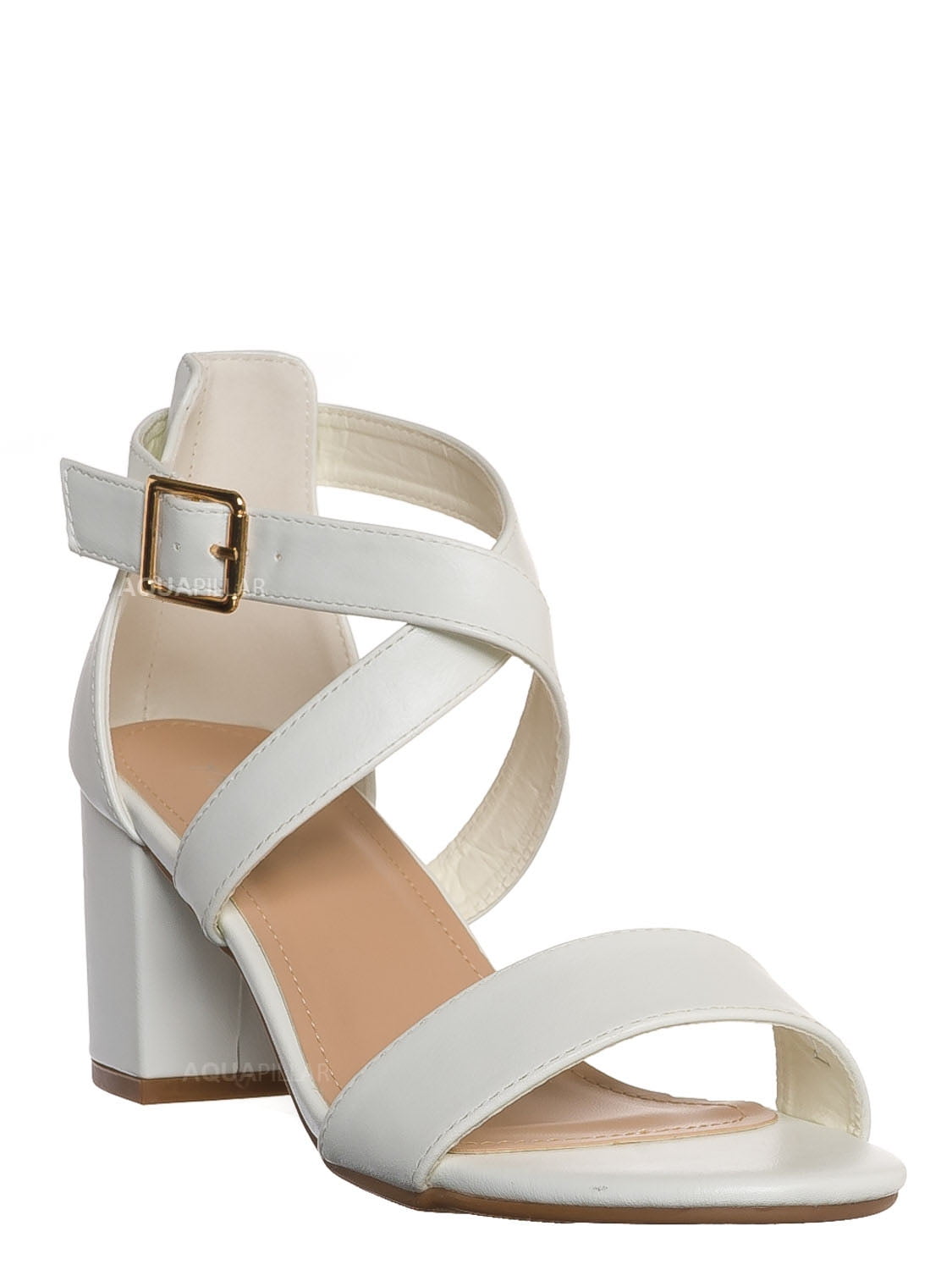Block Heel Cross Strap Sandal, Women Strappy Dress Shoes