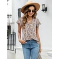 thumbnail image 5 of WQD Women’s Summer Floral Tops Flutter Short Sleeve V Neck Blouse Dressy Casual Loose Fit Tunic Shirts Trendy Ruffle Sleeve T Shirts, 5 of 6