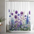 thumbnail image 5 of Watercolor Floral Shower Curtain Set, Waterproof Shower Curtains for Bathroom, Spring Garden Onion Flowers Lavender Plants Washable Fabric Bath Curtain for Bathtub Decoration with Hooks 54x78 Inches, 5 of 9