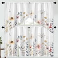 thumbnail image 3 of Floral Leaves Curtain for Kitchen Bathroom Watercolour Pink Flower Rod Pocket Window Tier Curtains Valance Set 4 Pcs Plant Printed Valances 27W x 36L*2 Curtains 27W x 36L*2, 3 of 6