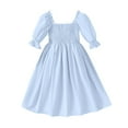 thumbnail image 4 of Hiijoy Big Girls Solid Ruffle Mini Dress Square Neck Short Sleeve Dress, Sizes 2-10, 4 of 4