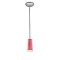 thumbnail image 2 of Access Lighting 28033-1R-BS-CLRUSKY 5 in. Janine 1 Light Brushed Steel Pendant Ceiling Light in Clear and Red, Incandescent - Rod, 2 of 2