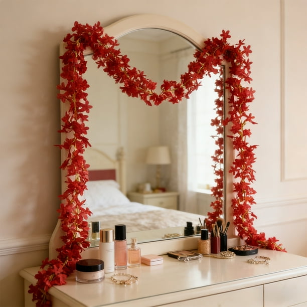 Decoración del hogar, decoración de habitaciones, decoración de paredes, lilas artificiales, guirnalda de flores artificiales de plástico, enredaderas decorativas para uso en interiores y exteriores,