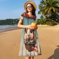 thumbnail image 4 of Easygdp Hot Air Balloon Guinea Pig para Vestido Transpirable de Mujer, Vestido Suelto de Manga Corta con Pliegues y Bolsillos para el Verano, 4 of 6
