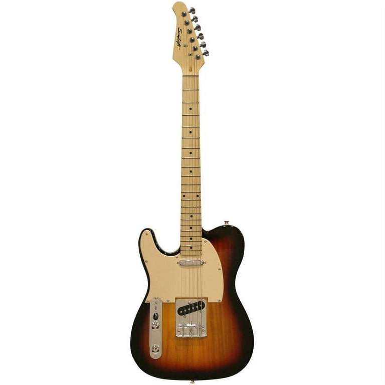 Sawtooth Sunburst ET Series Left-Handed Electric Guitar with Aged White  Pickguard - Includes: Gig Bag, Amp, Picks, Tuner, Strap, Stand, Cable, and  