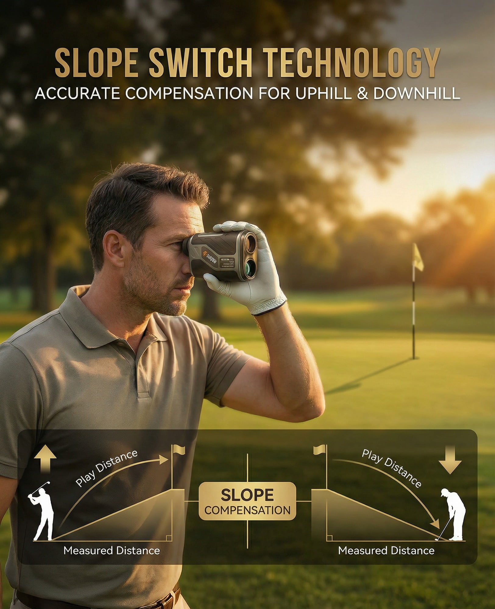 Golf Rangefinder with Slope 1200 Yards Laser Range Finder Golf, 7X Magnification Flag Pole Lock Vibration Rechargeable Magnetic Range Finder for Golf & Hunting
