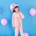 thumbnail image 3 of Ropa de niña grande Otoño Invierno pijamas de franela cálidos de manga larga conjunto de ropa de dormir con estampado bonito para niña enviar banda para el pelo regalo de Navidad, 3 of 4