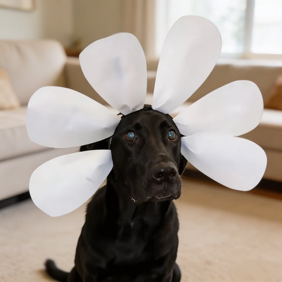 Flower Dog Headband, White Daisy Pet Headwear for Cute Photos, Parties and Dress-Up, For Dogs, Cats, Birthdays, Weddings, Cosplay and Gift Giving