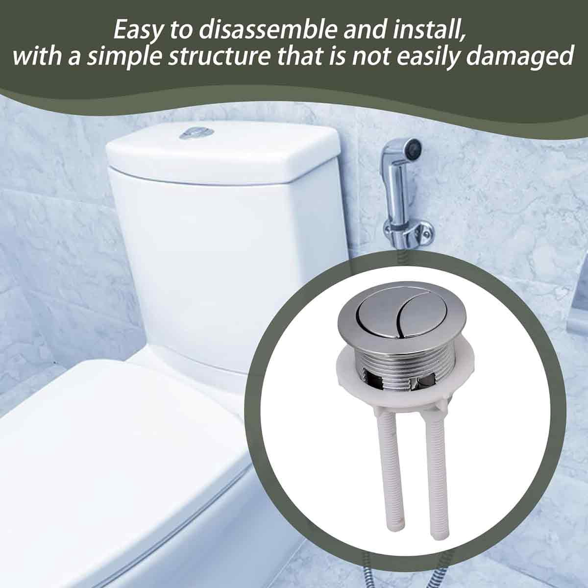 38-45mm Toilet Tank Dual Flush Button Replacement – Chrome-Plated ABS, 100,000 Press Tested, Tool-Free Install