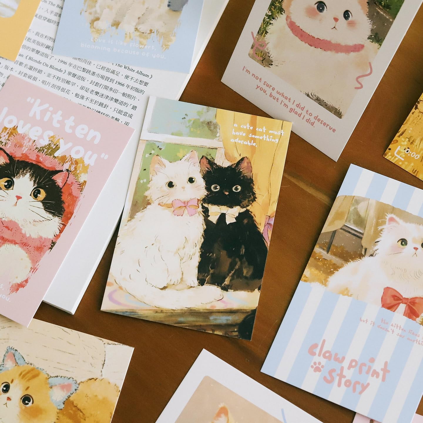 Cute Cat Postcards - Blank Inside, Hand Drawn Kitty Cards for Gifts, Thank You, Birthday, Wall Decor
