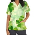 thumbnail image 3 of lcziwo St. Patrick's Day Women Scrub Tops Shamrocks Printed V Neck Short Sleeve Nursing Uniform Scrubs Shirts with Pockets Green M 50% Percent off Sales Today, 3 of 6